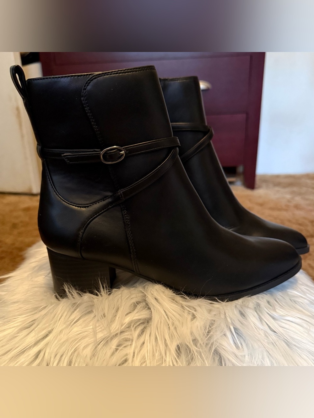 ANNE KLEIN Women's Black Ankle Boots with 2 Inch Low Block Heel. Perfect! ๐ - Picture 2 of 8